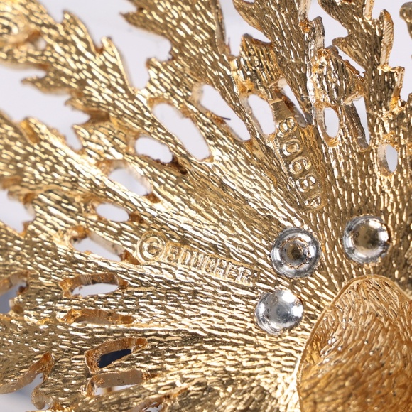 Marcel Boucher Enamel Emerald Green Sapphire Blue Peacock Brooch - Picture 8 of 8